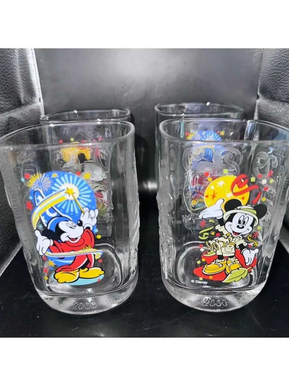 Excellent Vintage Walt Disney McDonald’s 2000 Celebration Drinking Glasses Set 4